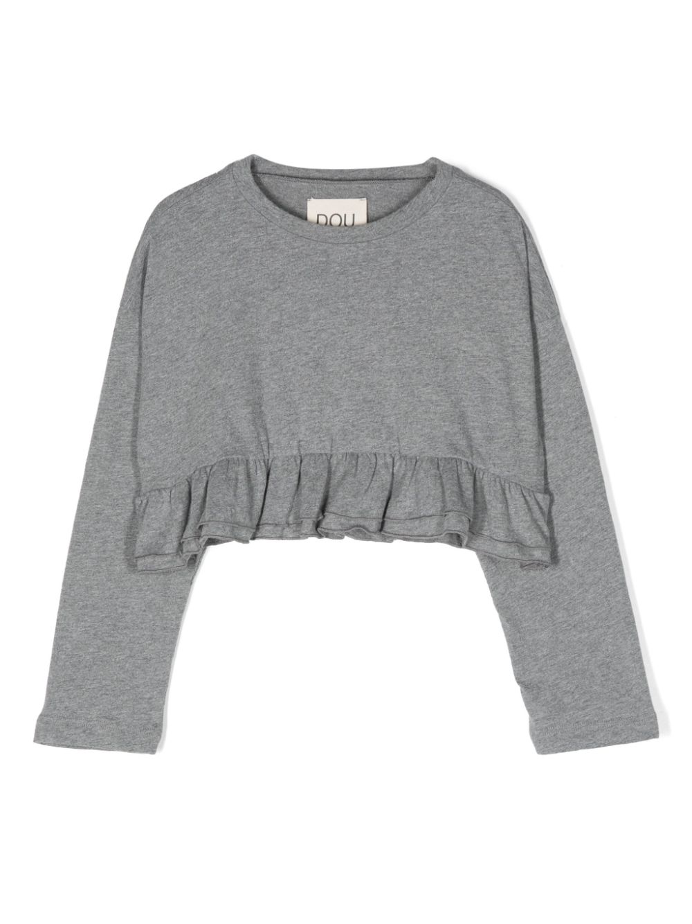 Ruffled cotton T-shirt - Grey