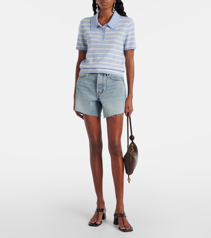 Shana striped cashmere polo sweater