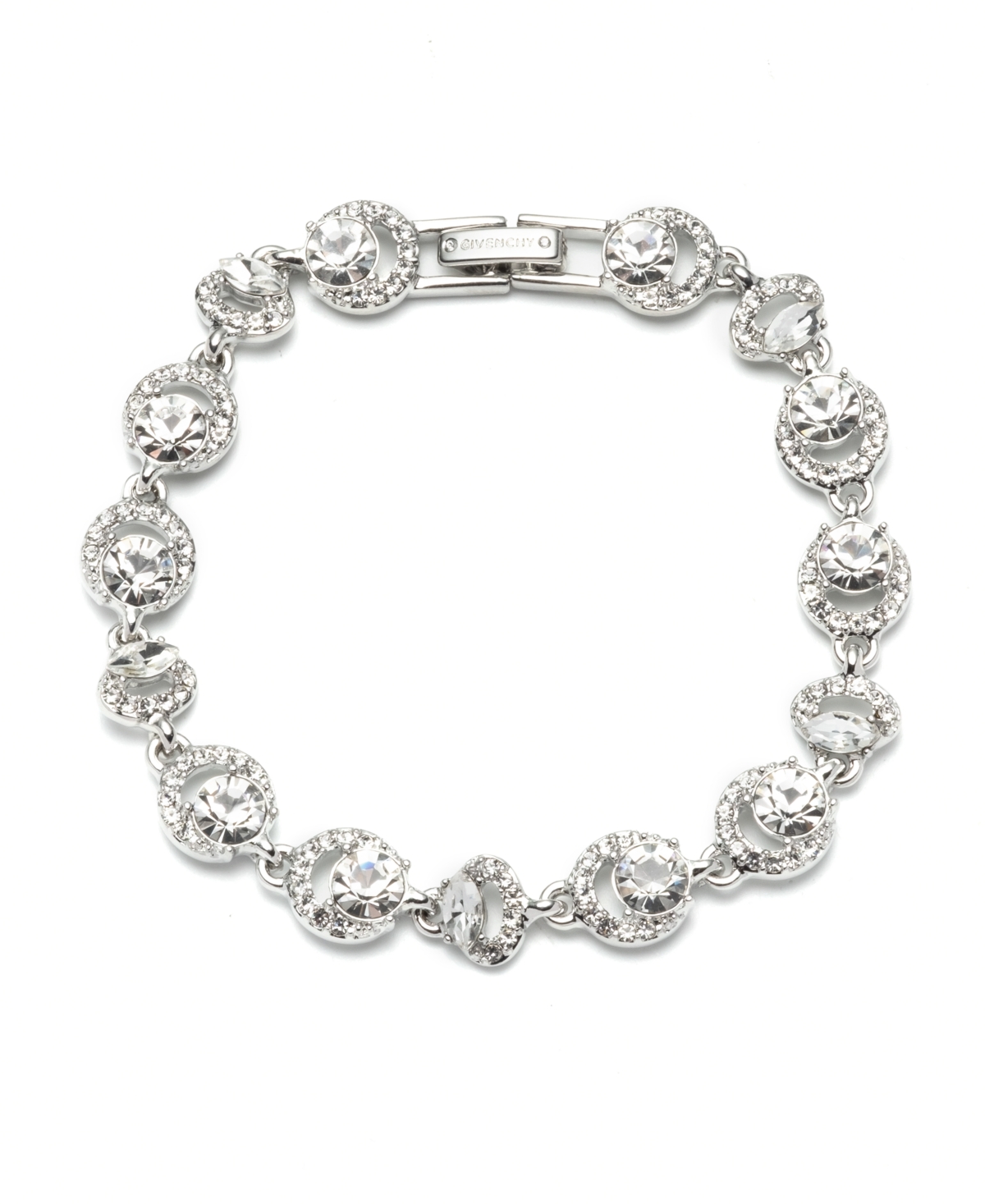 Rose Gold and Silk Crystal Flex Bracelet - Silver