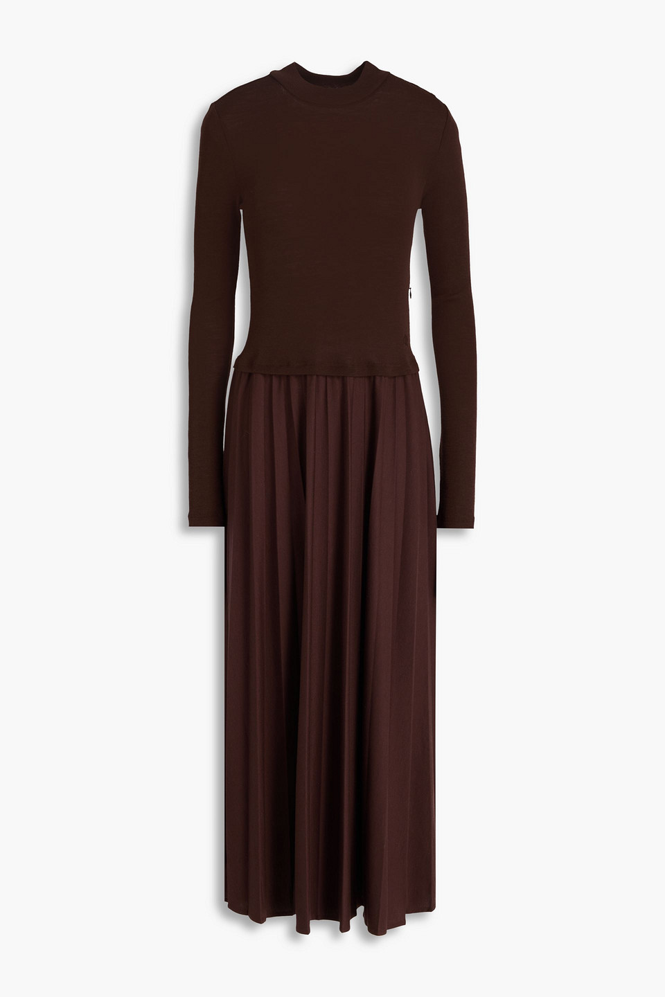 Ribbed knit-paneled jersey midi dress - Brown - XS