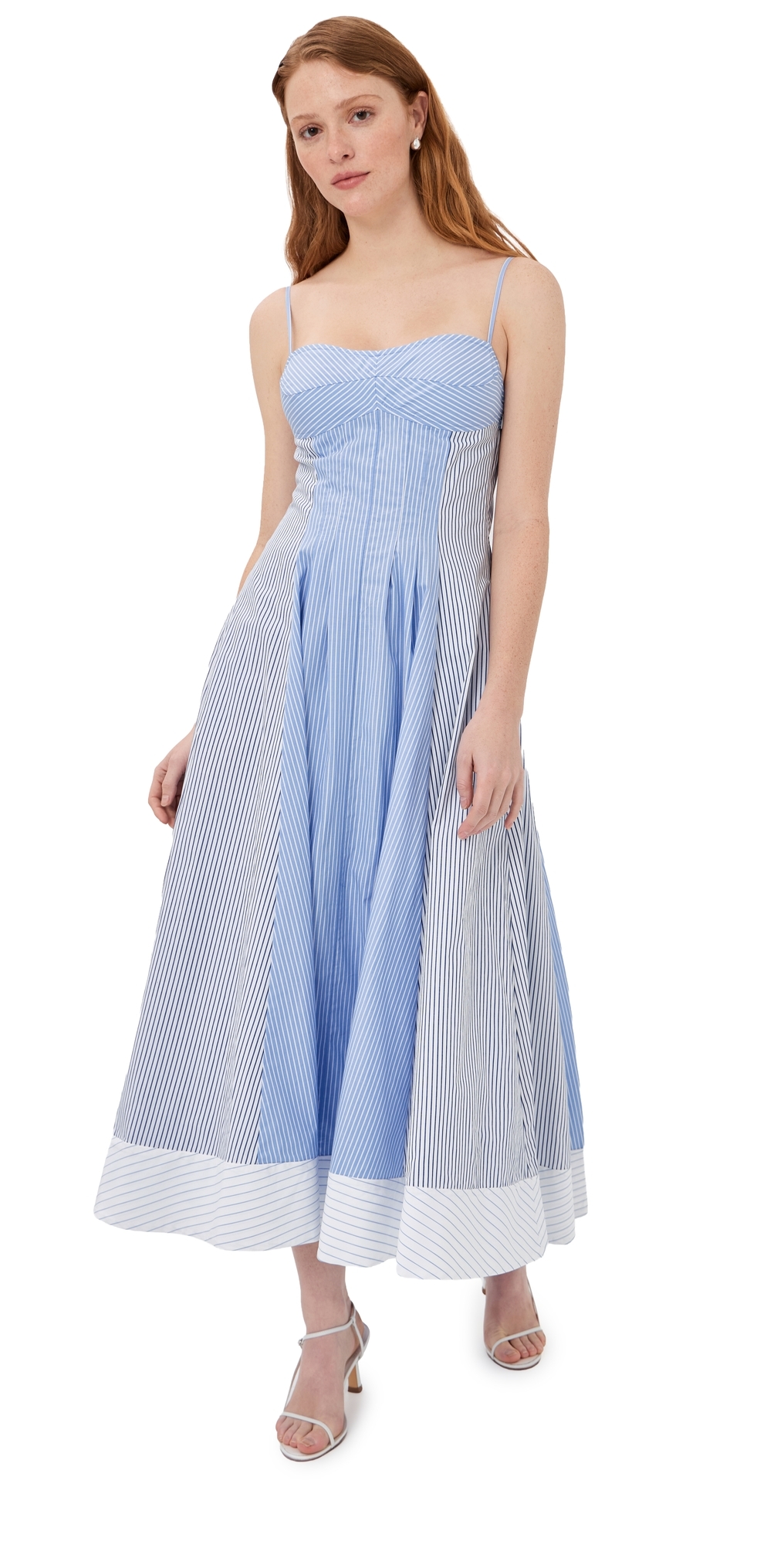 Chamberlain Cotton Midi Dress Periwinkle Multi Stripe