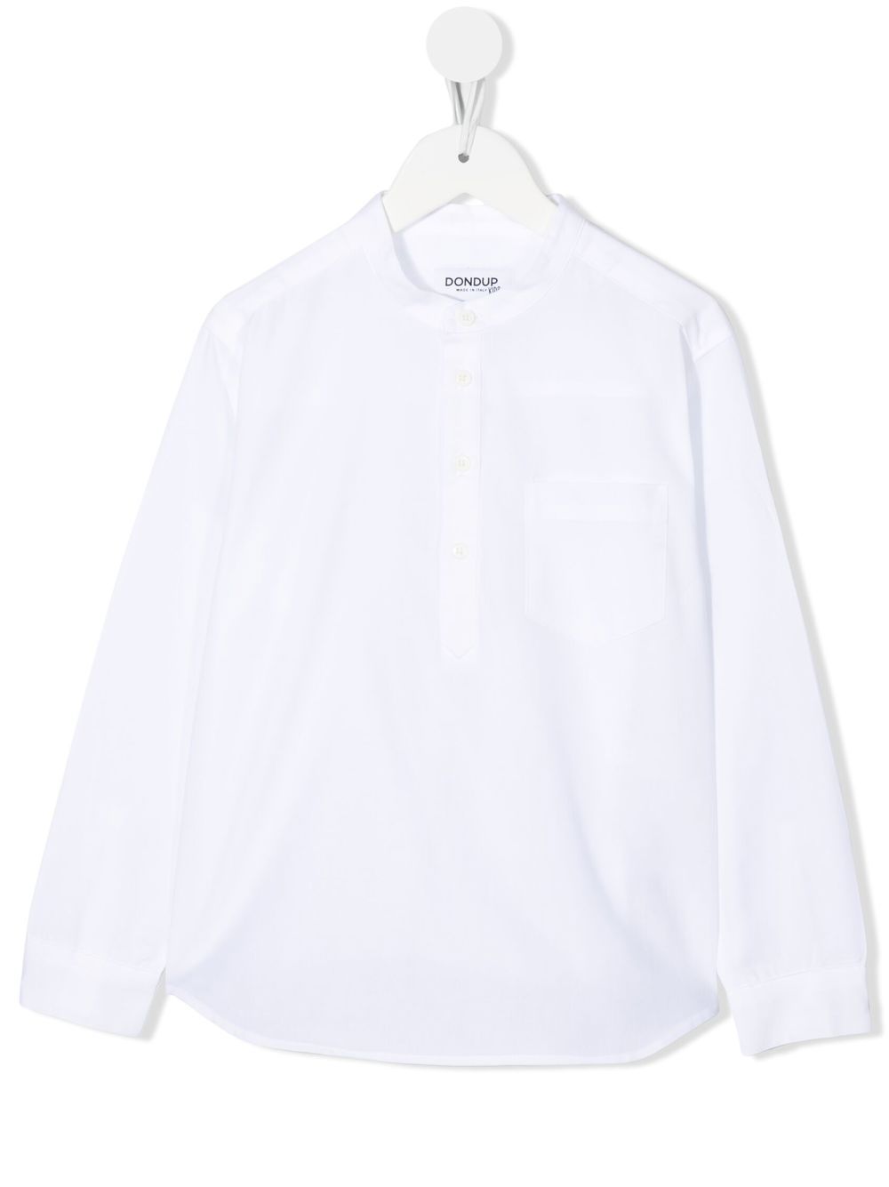 Collarless cotton shirt - White