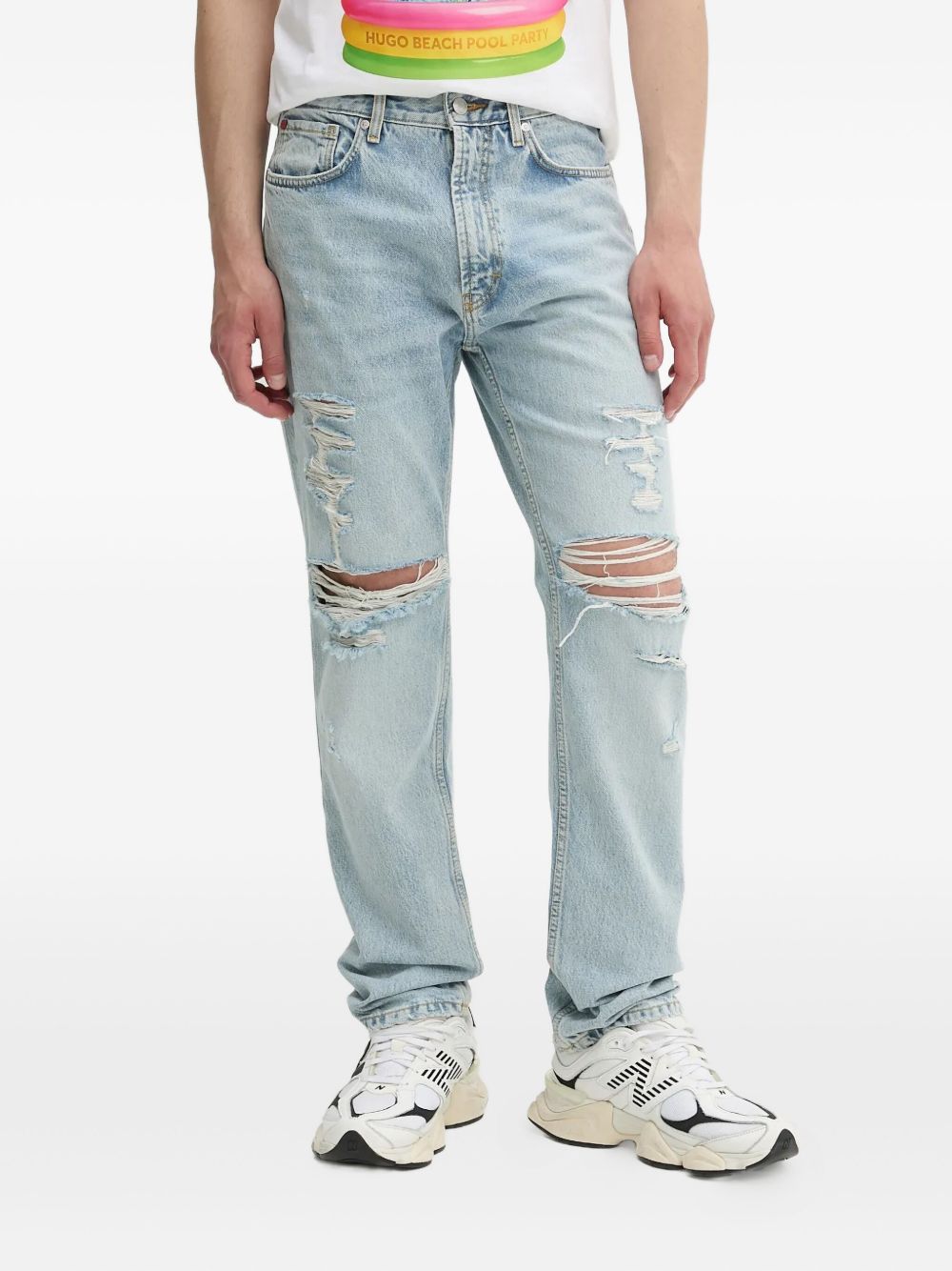 Distressed five-pocket jeans - Blue