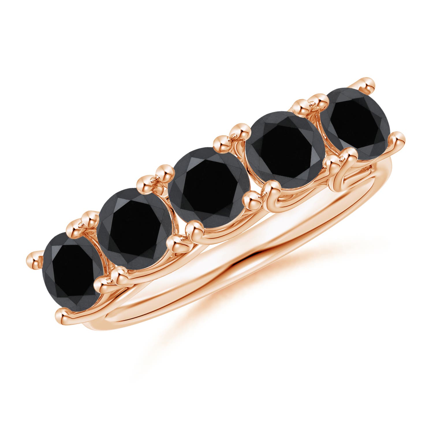 Angara 2.5 Carats Half Eternity Five Stone Enhanced Black Diamond Wedding Ring in 14K Rose Gold