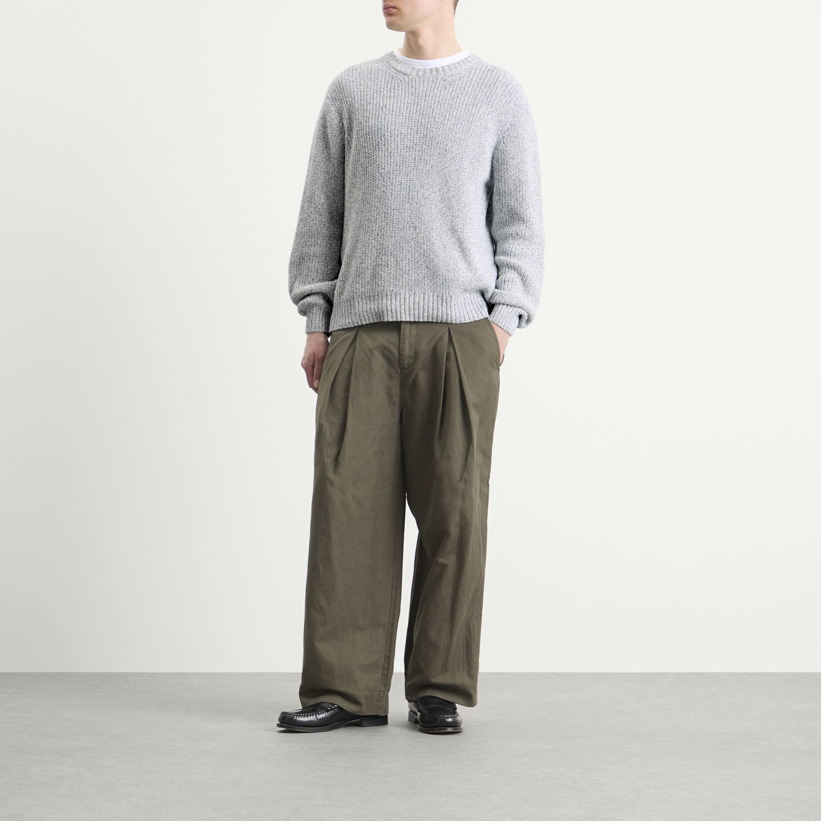 Men's Chain Crew Jumper Melange Light Blue
