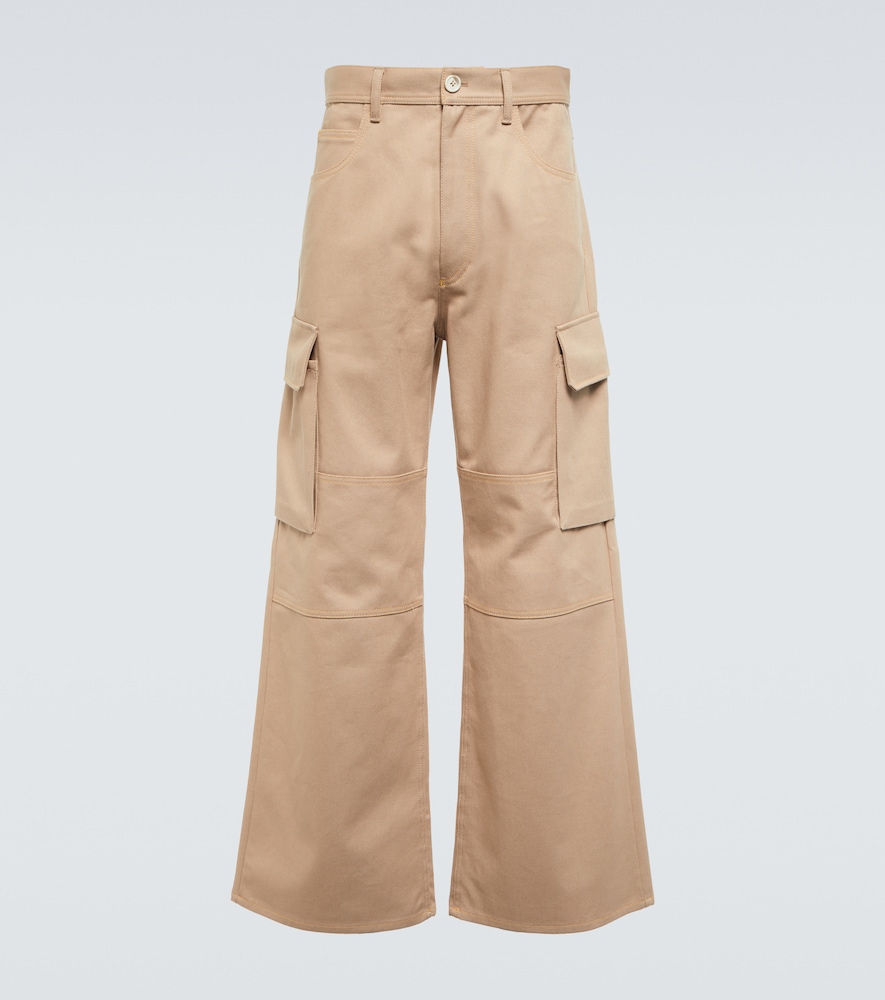 Wide-leg cotton gabardine cargo pants