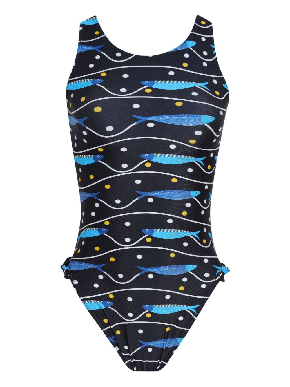Fish-print swimsuit - Blue