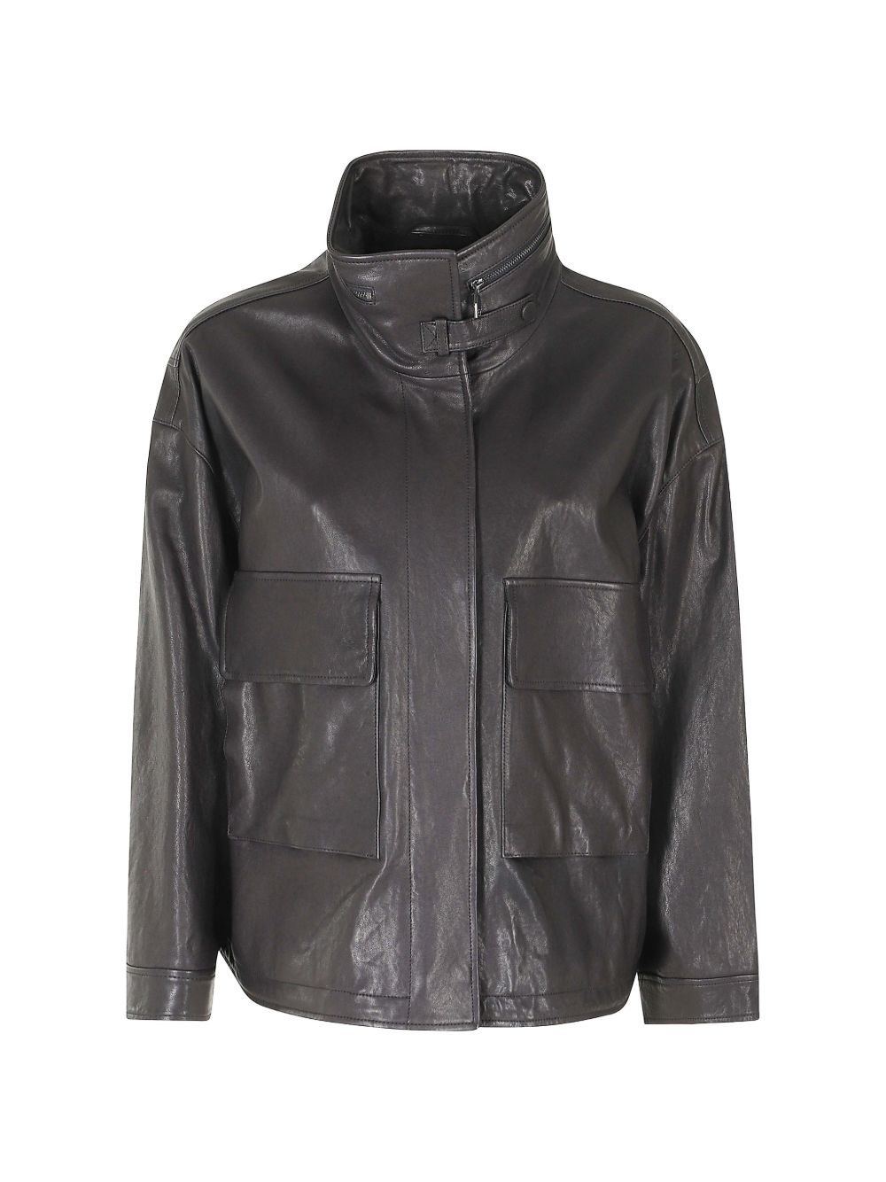 Leather Blouson Jacket — Charcoal