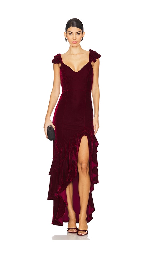 Tularosa ABENDKLEID CAMILLE VELVET in Red. Größe XS. Also in