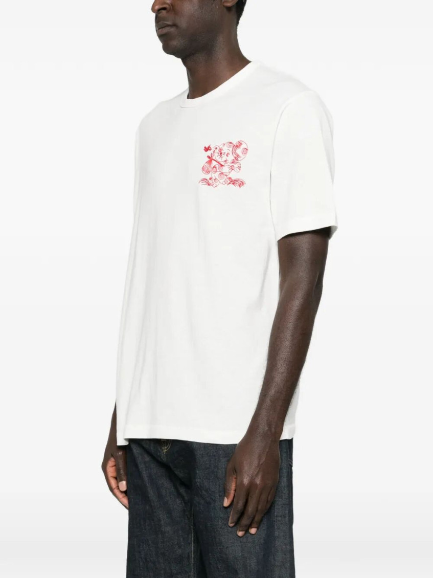 `Cartoon` Embroidered Outlined Cotton T-Shirt