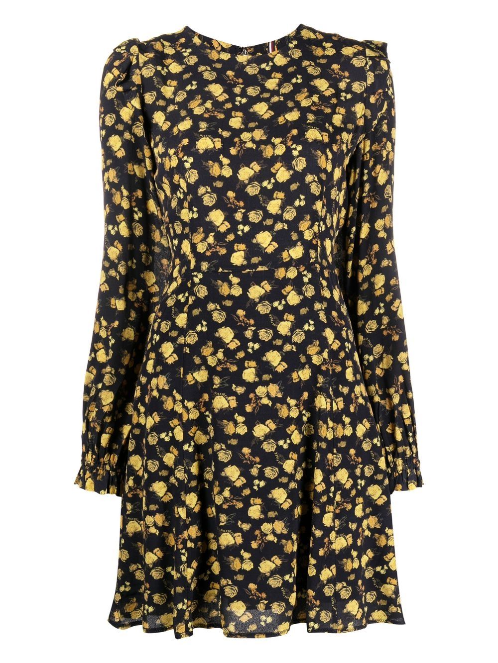 Moss crepe rose short dress - Blue