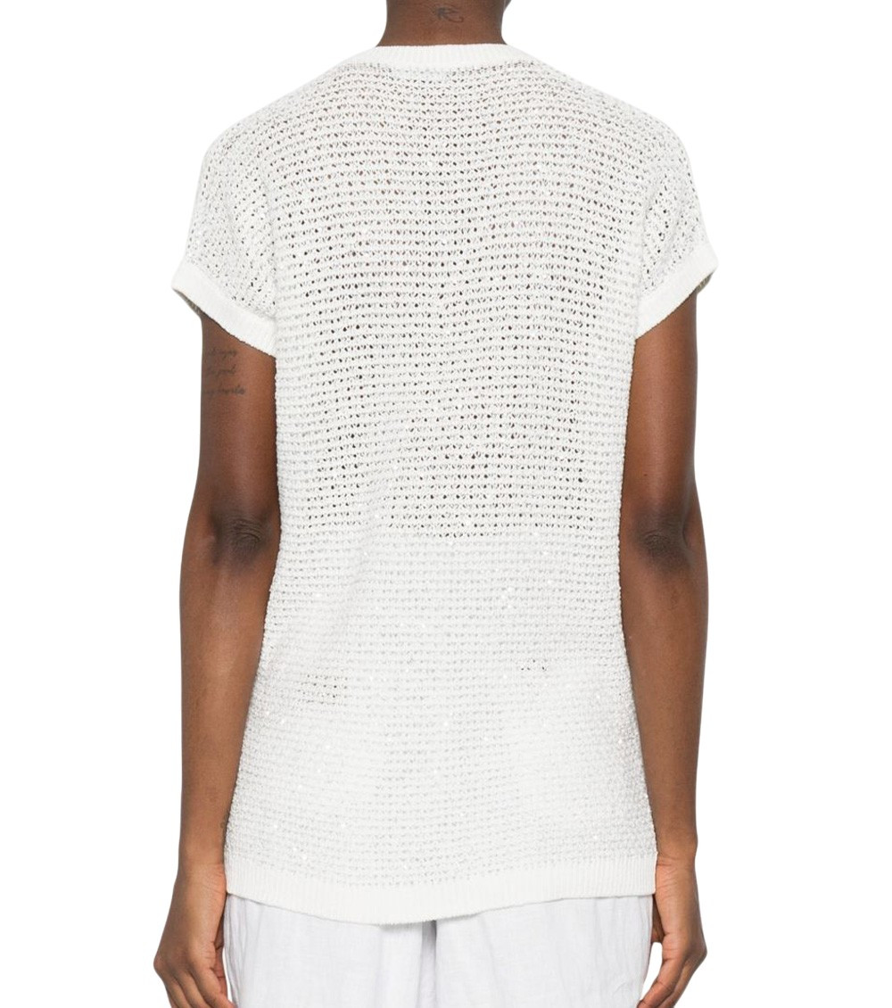 Fabiana Filippi - v neck sequin knit short sleeve top