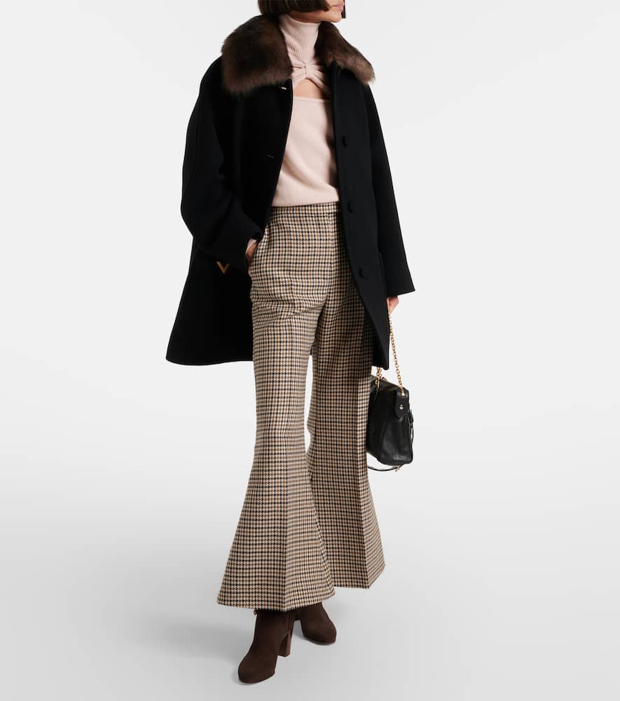 Cutout gathered virgin wool turtleneck sweater
