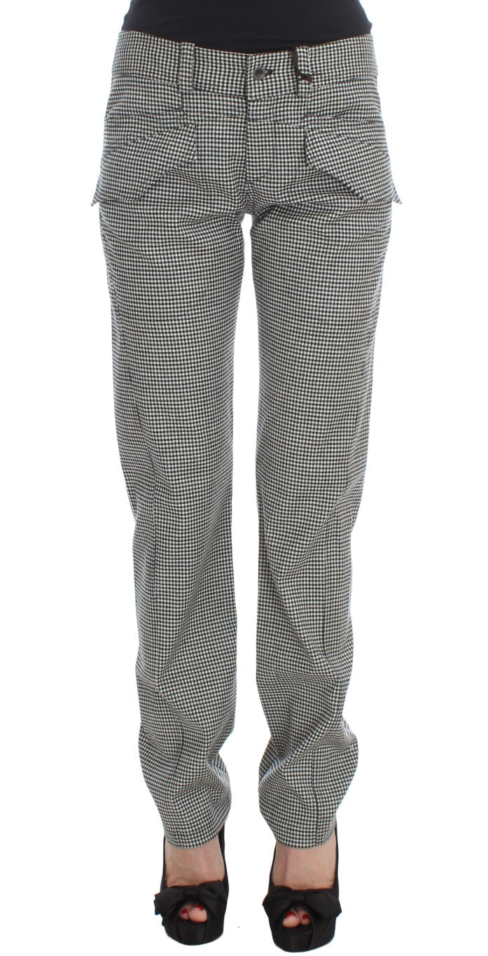Checkered Cotton Blend Trousers — Black