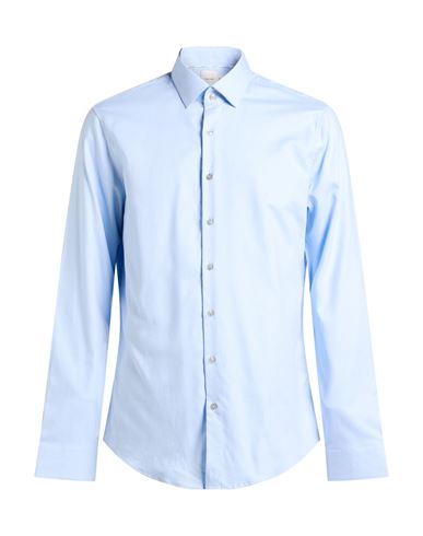 Man Shirt Sky blue Size 15 Cotton, Elastane