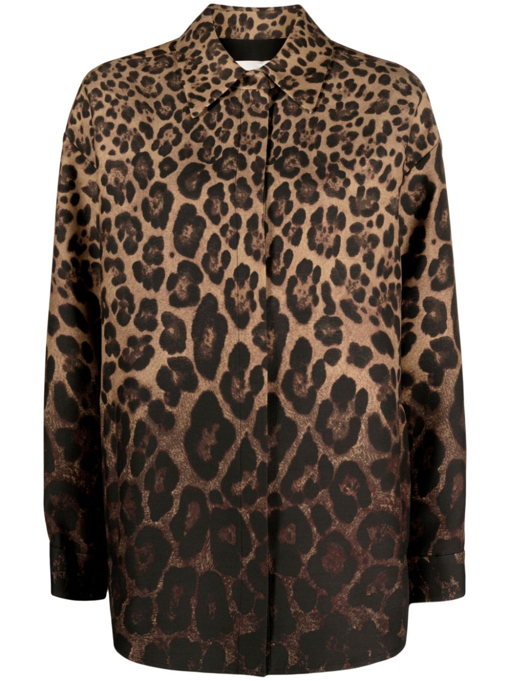 Leopard-print shirt jacket - Brown
