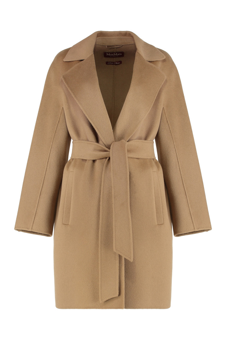 Beige Notch Lapel Wool Coat
