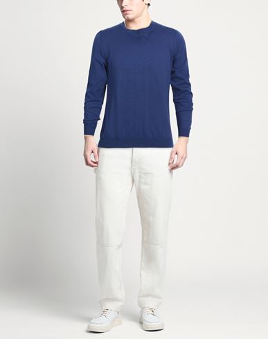 Man Sweater Blue Size 46 Cotton