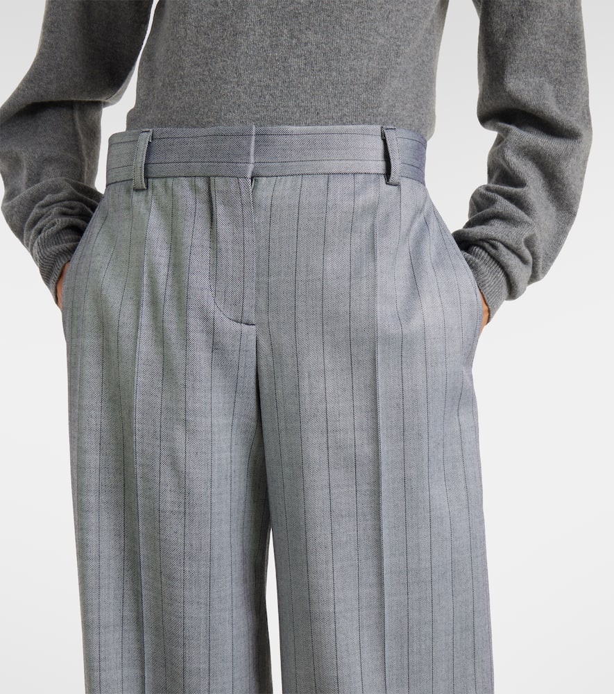 Striped wool wide-leg pants