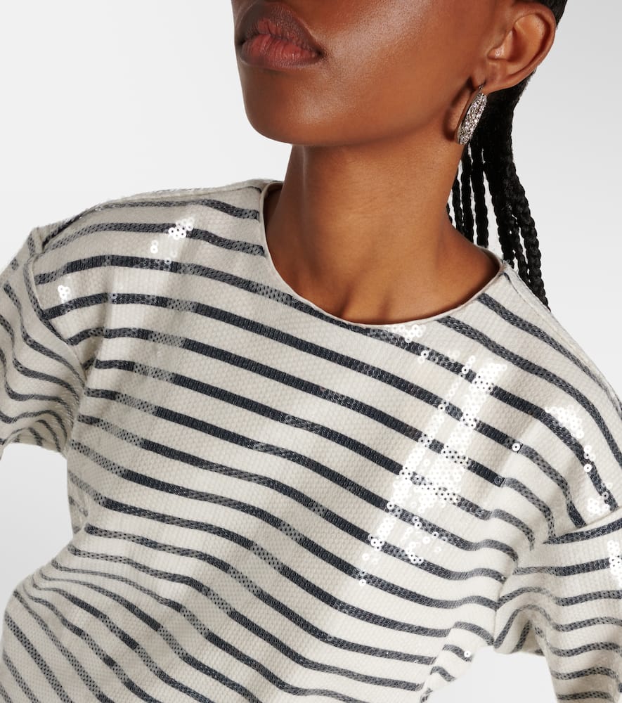 Sequined striped cotton top coat