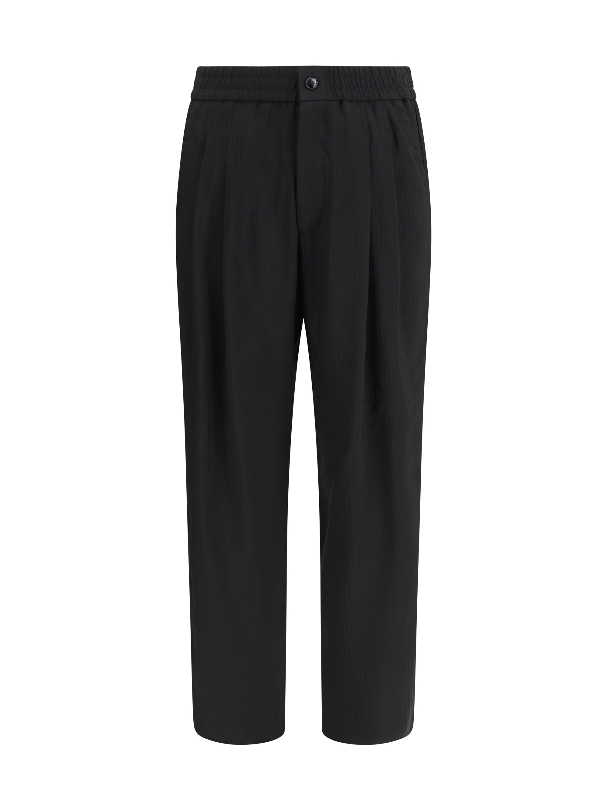 Wide-Leg Viscose Trousers — Black