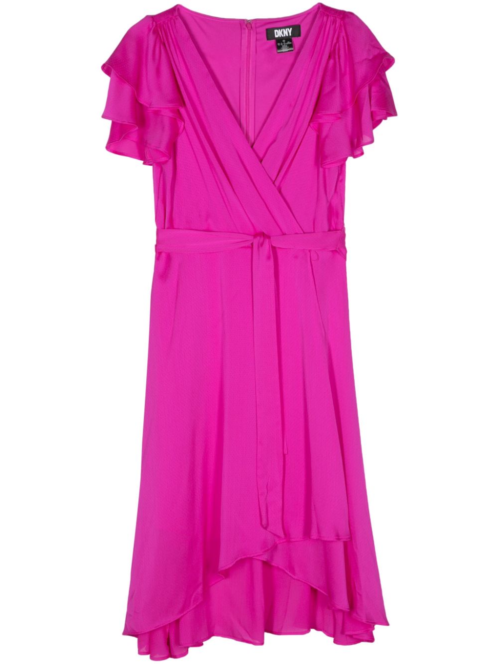 Ruffle-detail midi dress - Pink