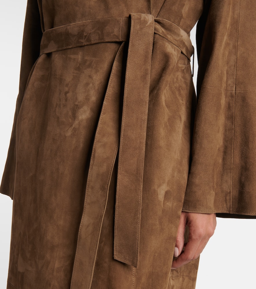 Suede wrap coat