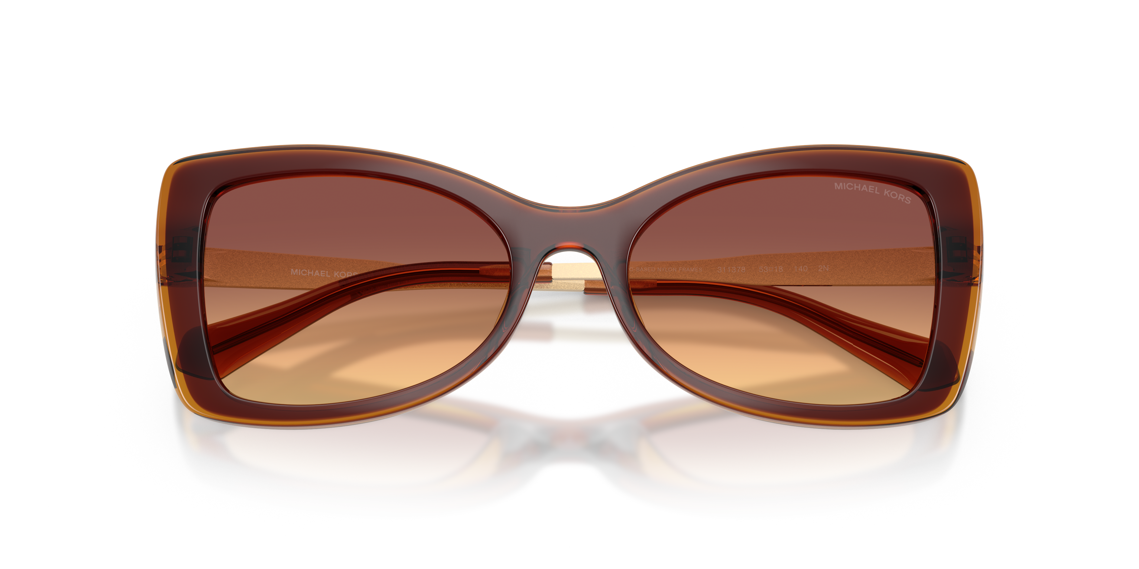 Michael Kors Vrouw Michael Kors MK2272U MALAGA 311378 Zonnebrillen Geïnjecteerd Bruin Bruin Vlinder Normaal Genuanceerd