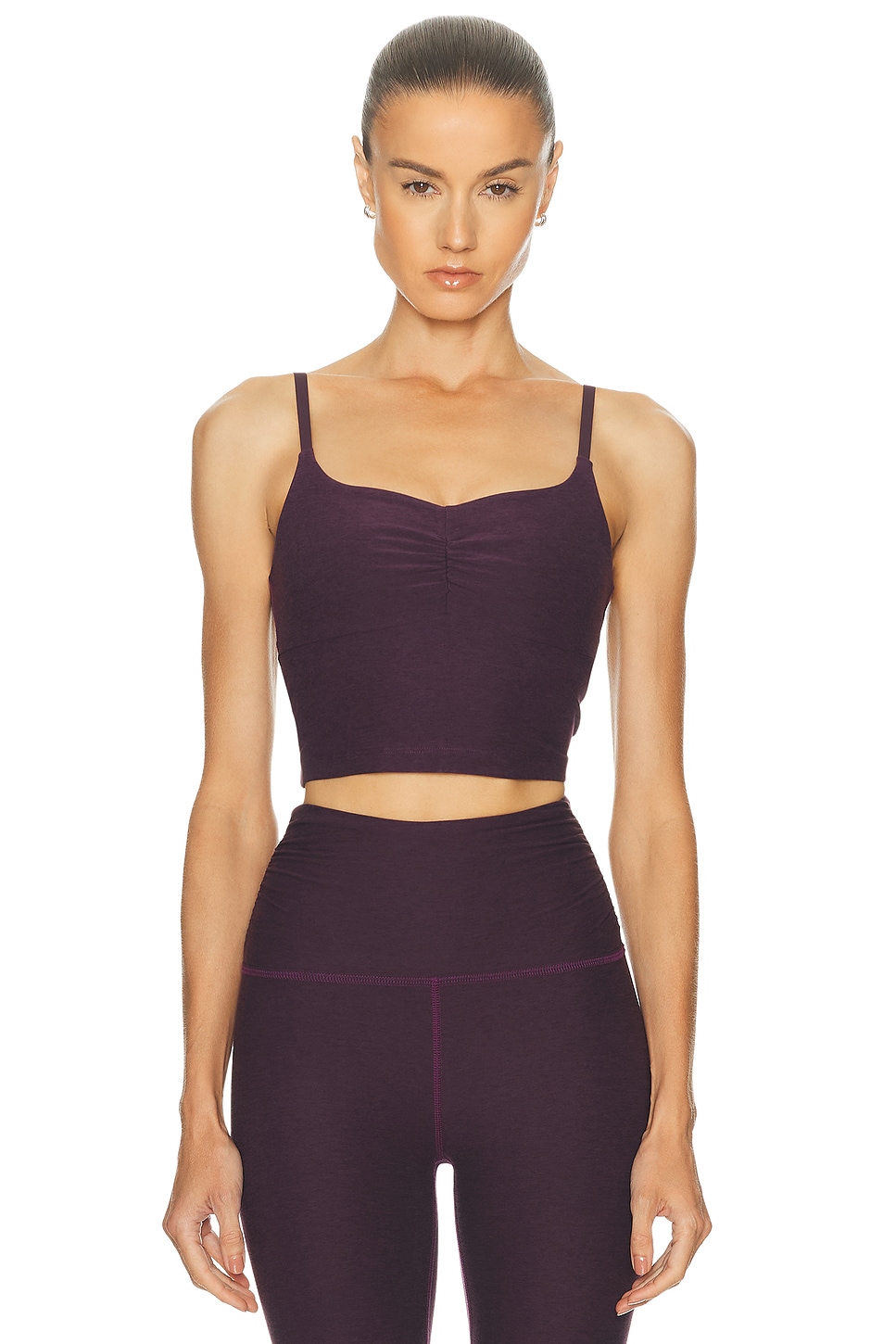 Beyond Yoga Spacedye Raise The Barre Shirred Cropped Tank Top in Pink. - XL also in