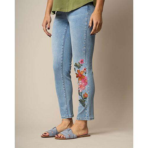 New Classic Stretch Denim Embellished Skinny Jean - Blue