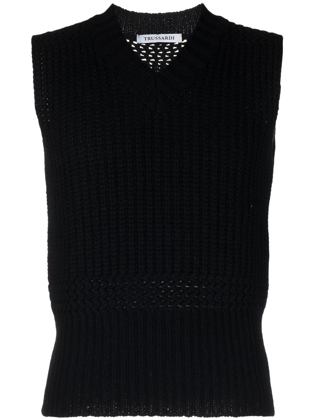 Sleeveless V-neck jumper - Black