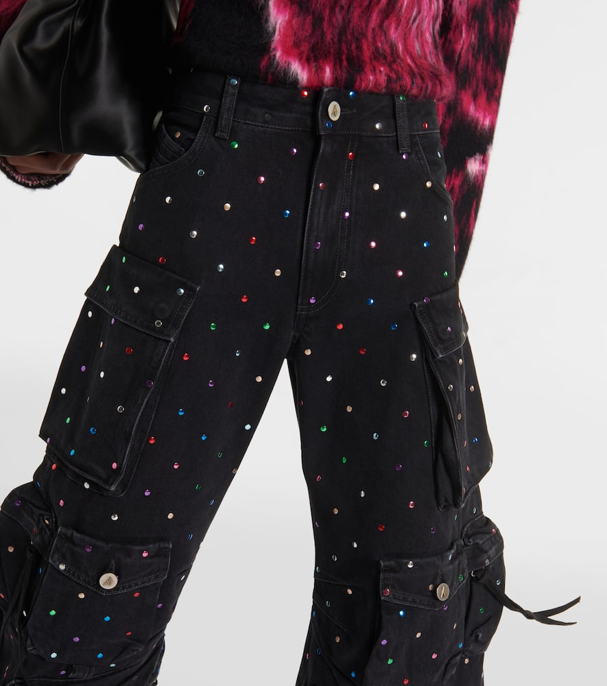 Fern studded mid-rise cargo jeans