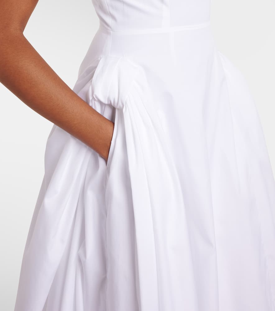 Puff-sleeve cotton poplin midi dress