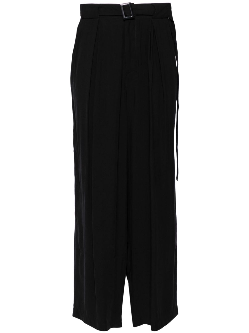 Belted wide-leg trousers - Black