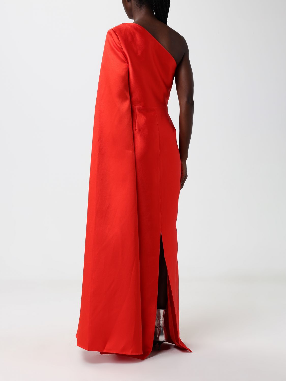 One-Shoulder Long Satin Gown with Draped Waist