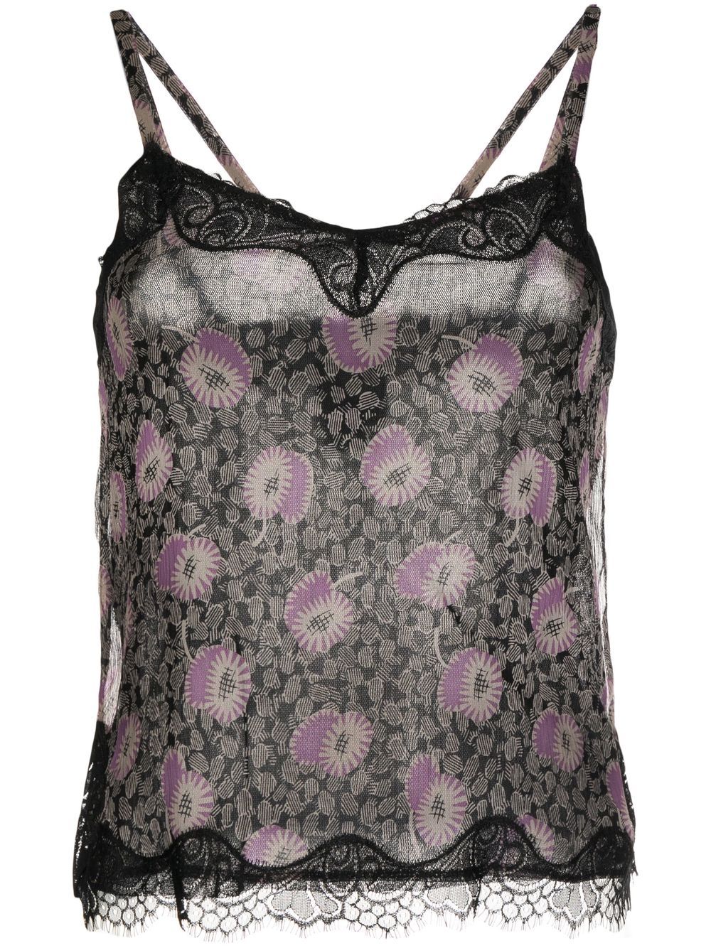 Floral-print silk cami top - Multicolour