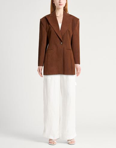 Woman Blazer Tan Size 4 Cotton, Elastane
