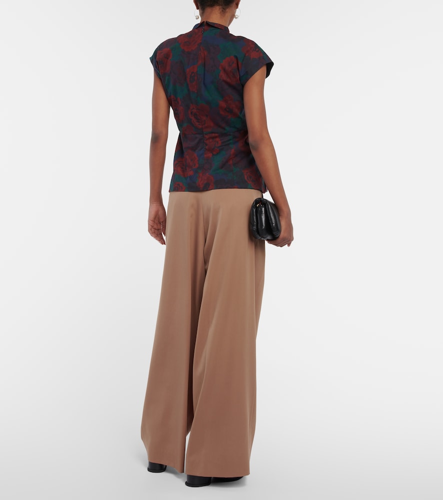 Floral peplum cotton poplin top