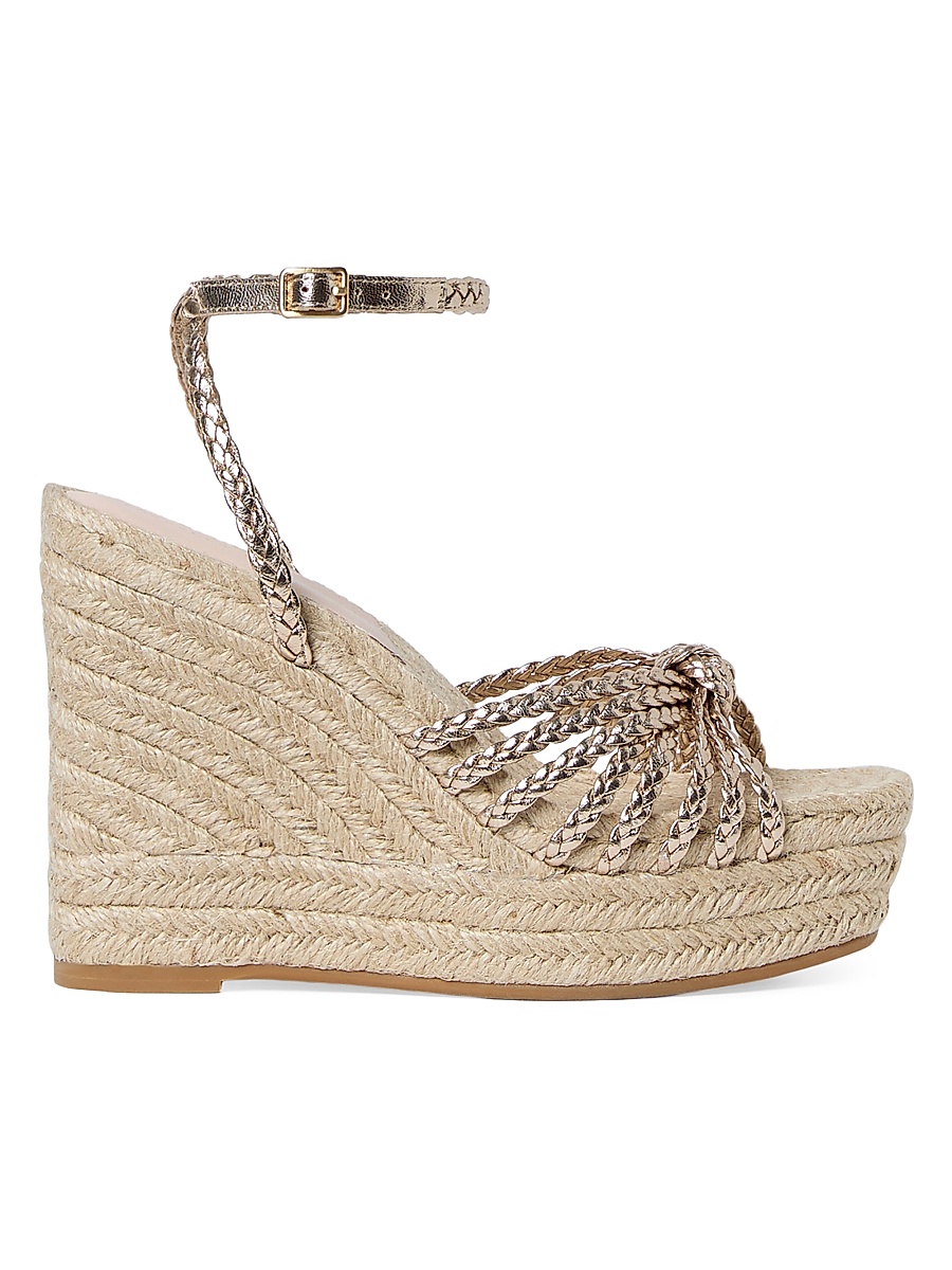 Women's Pamela Mignon 130MM Knot Wedge Sandals - Champagne Natural