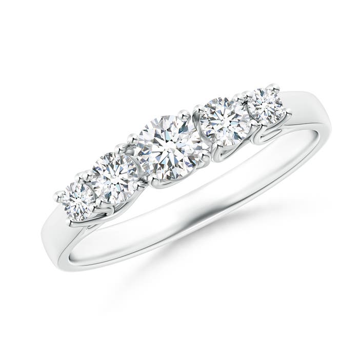 Angara 0.51 CTW Lab-Grown Five Stone Trellis Set Diamond Wedding Ring in 14K White Gold