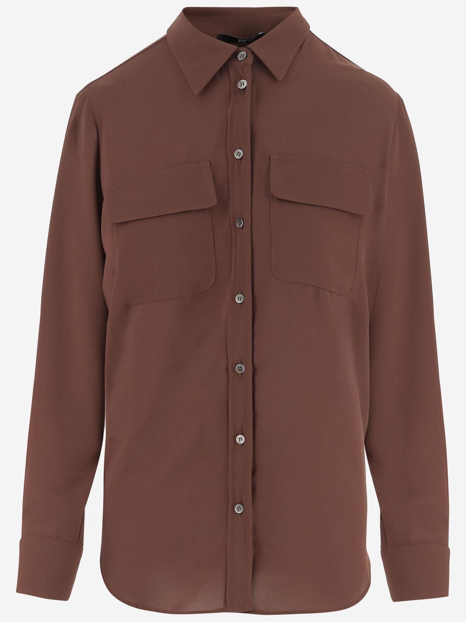 Chest Patch Pocket Shirt — Brown