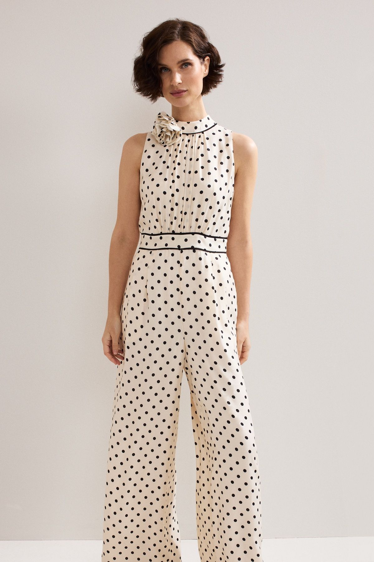 Phase Eight Women's Marilee High-Neck Pleated Front Jumpsuit in Warm White