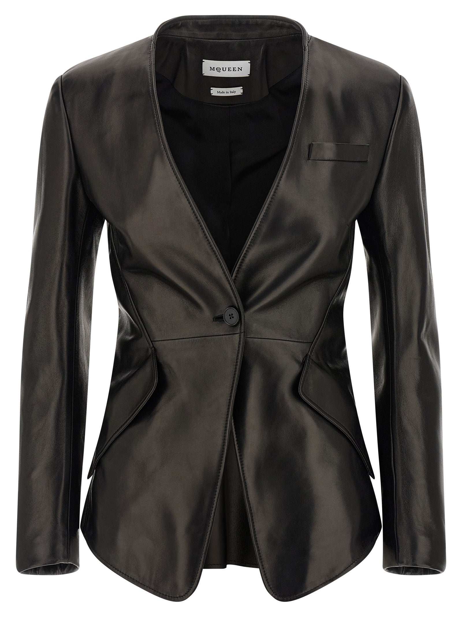 Lamb Leather Blazer — Black