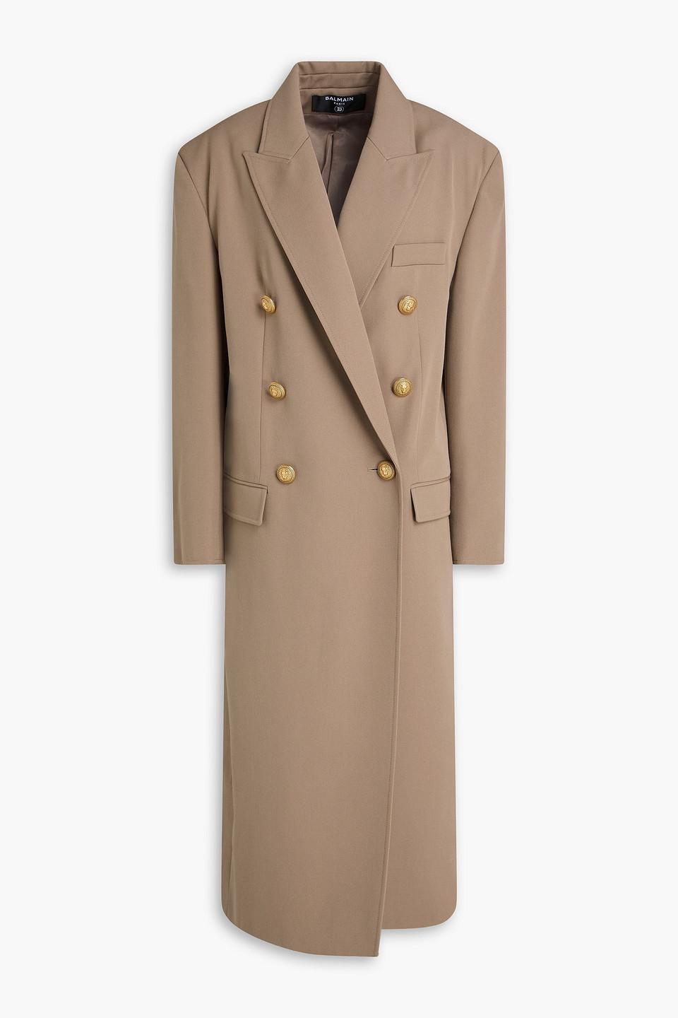 Double-breasted wool-crepe coat - Neutral - FR 42