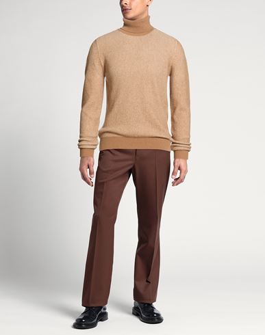 Man Turtleneck Light brown Size 44 Wool