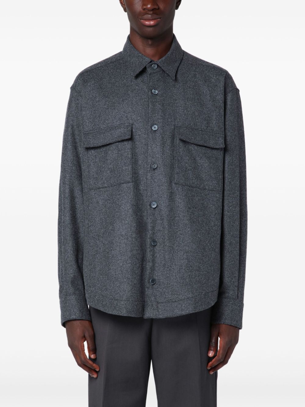 Mélange-effect shirt - Grey