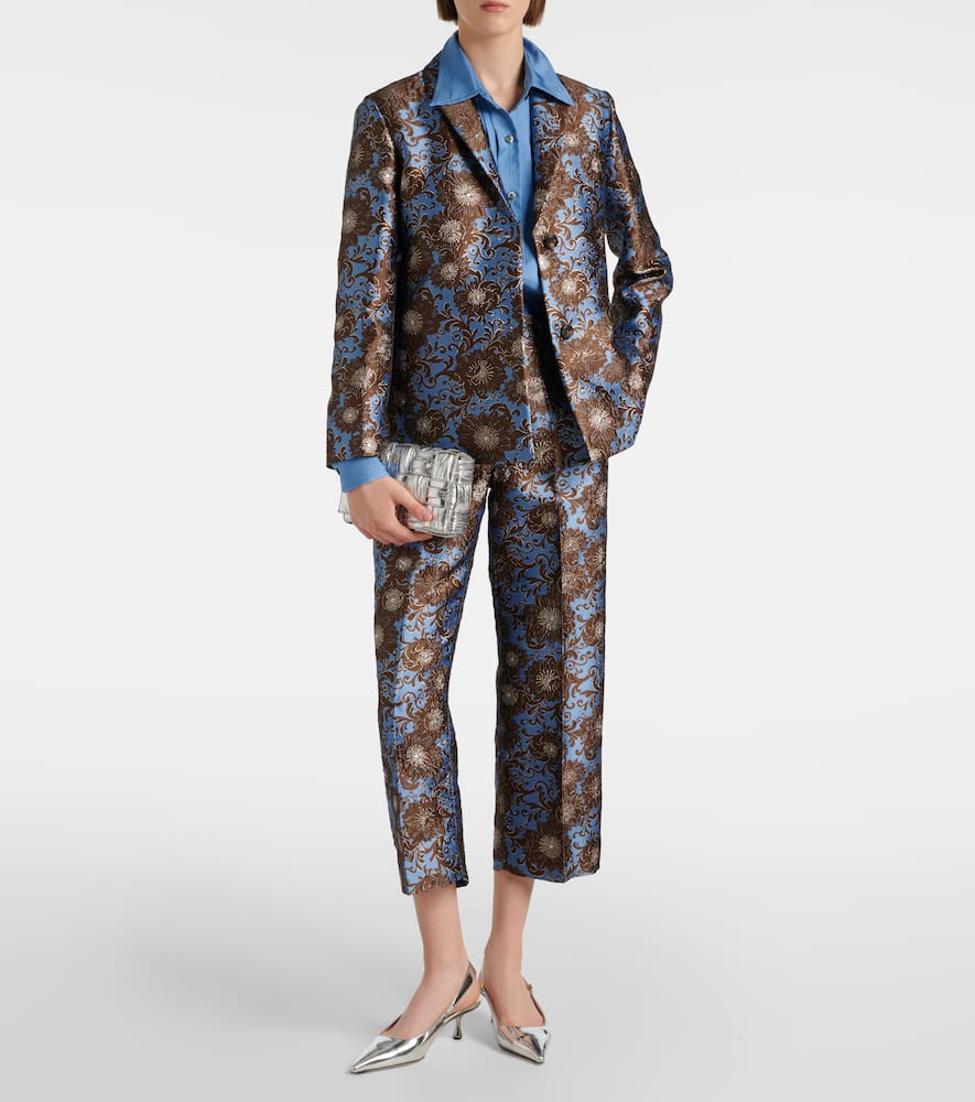 Elio floral jacquard straight pants