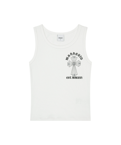 CROSS STUD TANK TOP WHITE