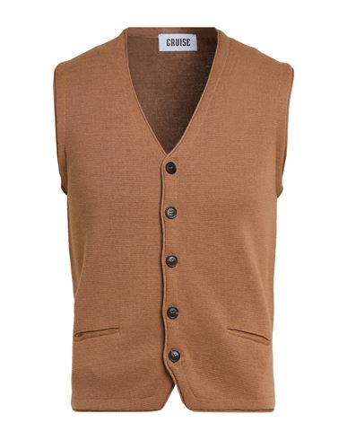 Man Cardigan Light brown Size 38 Merino Wool, Acrylic