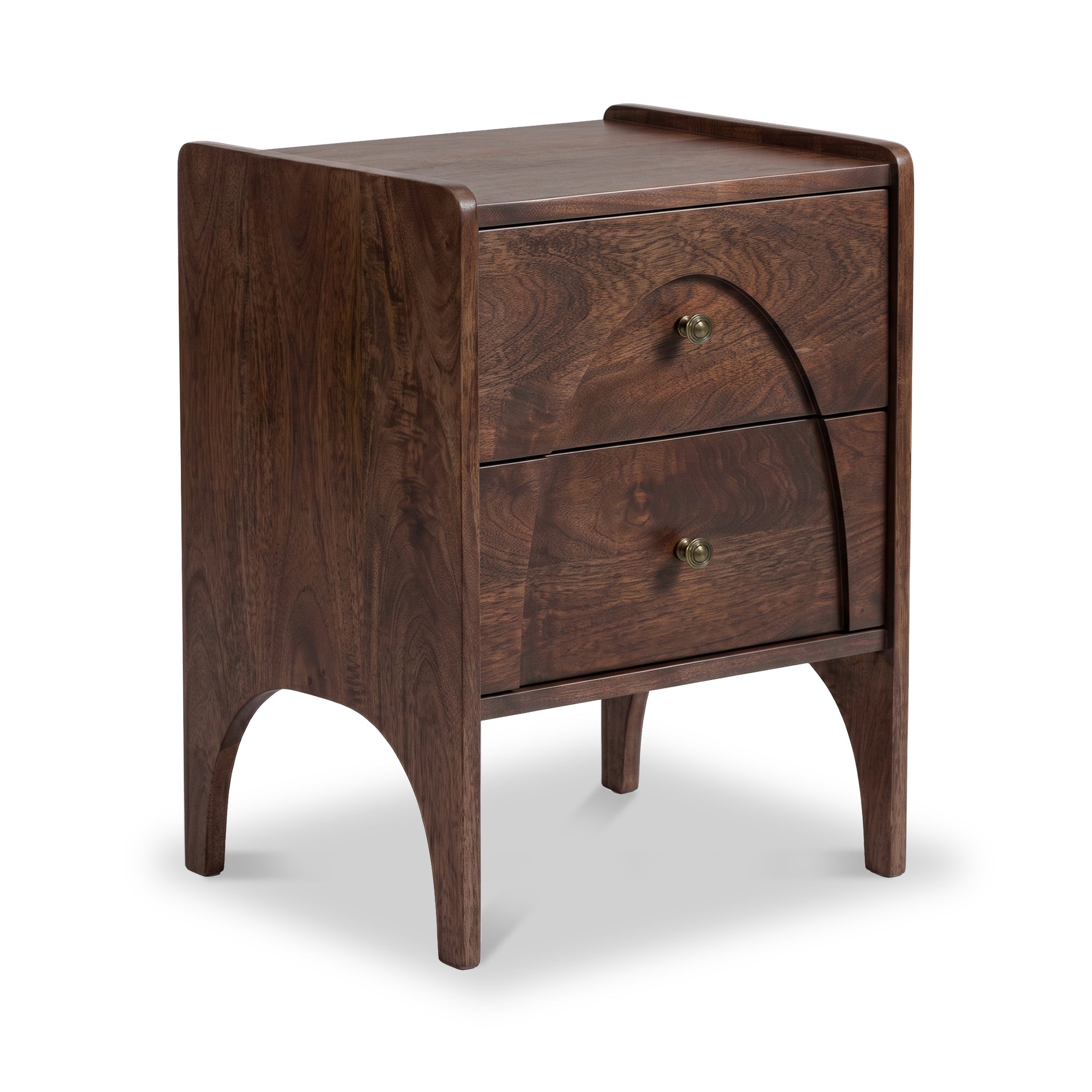 Como Dark Stain Mango Wooden Arched Bedside Table | Roseland